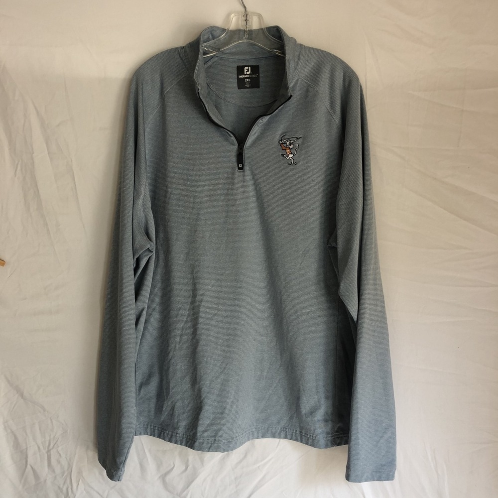 Texas Longhorns LS Shirt Mens 2XL Blue NCAA Golf FootJoy ThermoSeries 1/4 Zip
